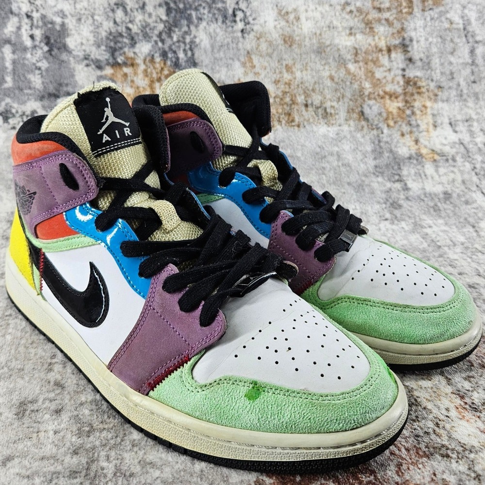 Air Jordan 1 Mid SE Lightbulb Multicolor Shoes Womens 11‎ Sneakers CW1140-100